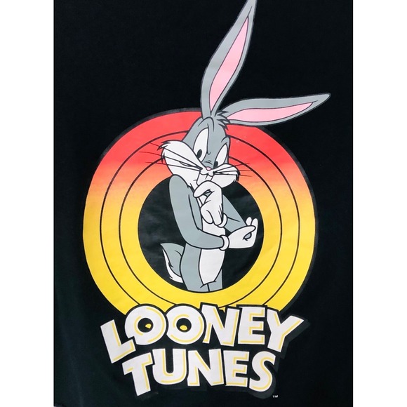 Looney Tunes Womens Crop T-Shirt Top Bugs Bunny Black Casual Clean Girl Size L - Picture 2 of 4